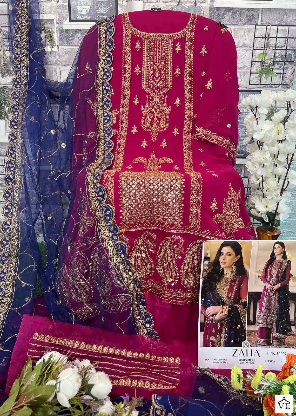 Zaha 10207 Georgette Wholesale Pakistani Suit — Wholesale Salwar Suits, MPA wholesale from Surat — view 3