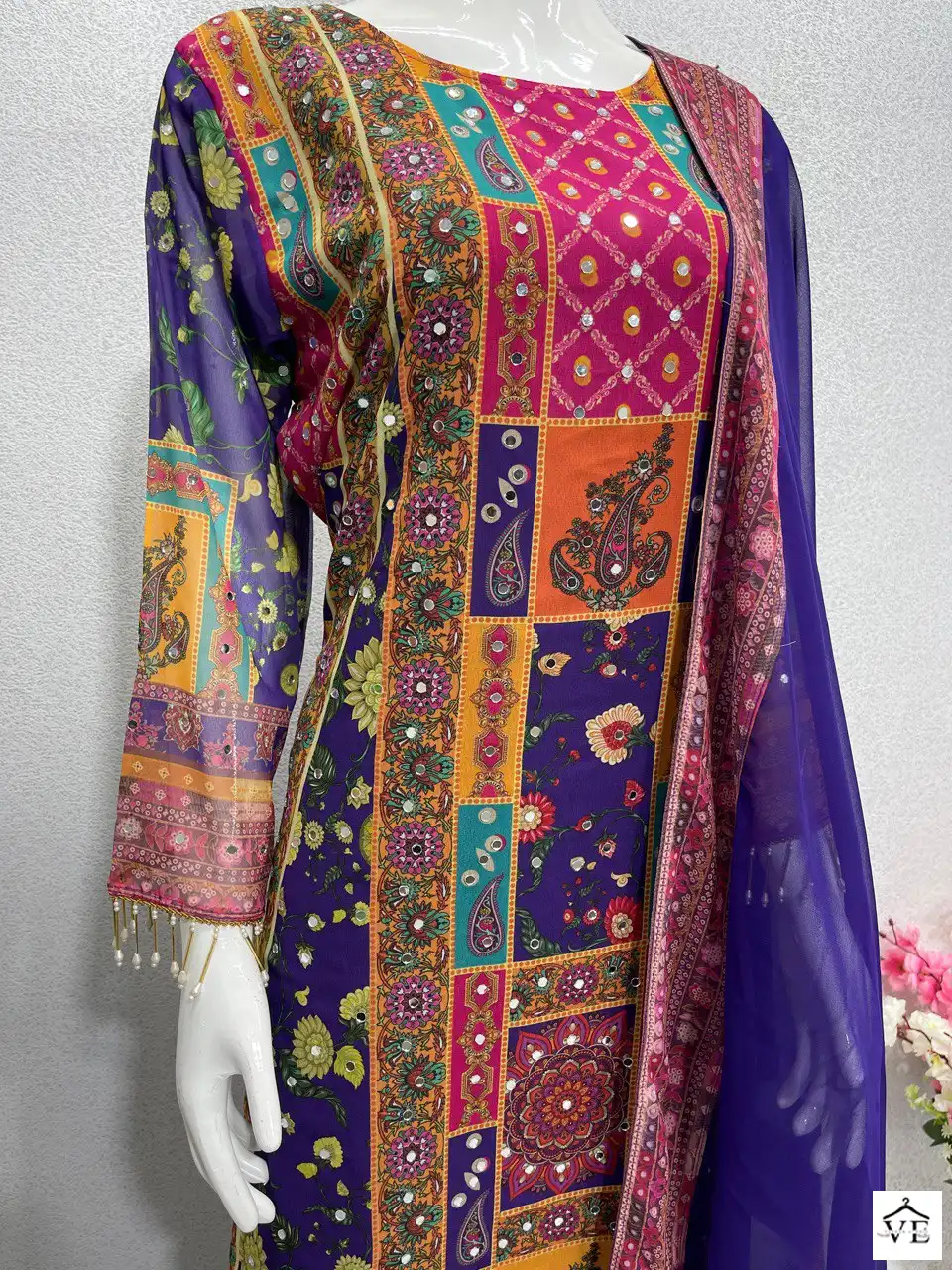 VE 113 Faux Georgette Wholesale Readymade Free Size Stitched Suits Catalog — Wholesale Salwar Suits, MPA wholesale from Surat - Gallery Image 4