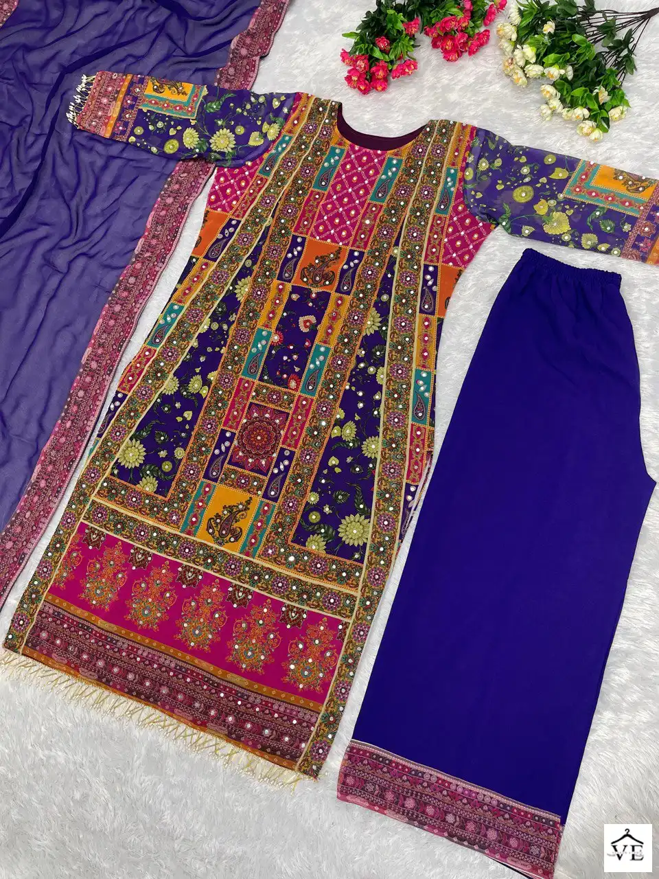 VE 113 Faux Georgette Wholesale Readymade Free Size Stitched Suits Catalog — Wholesale Salwar Suits, MPA wholesale from Surat - Gallery Image 5