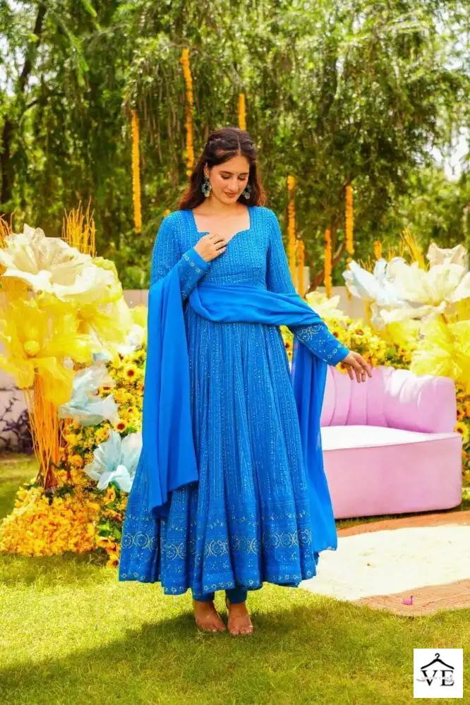 VE 1353 Faux Georgette Wholesale Anarkali Gown Suits Catalog — Wholesale Salwar Suits, MPA wholesale from Surat - Gallery Image 4