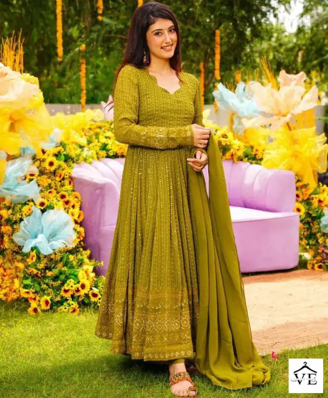 VE 1353 Faux Georgette Wholesale Anarkali Gown Suits Catalog — Wholesale Salwar Suits, MPA wholesale from Surat — view 1