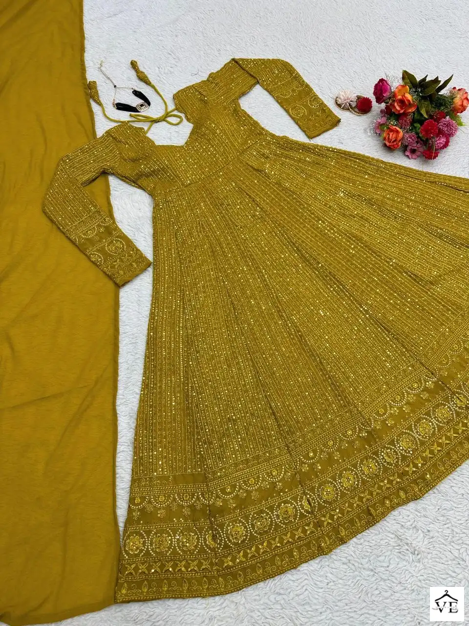 VE 1353 Faux Georgette Wholesale Anarkali Gown Suits Catalog — Wholesale Salwar Suits, MPA wholesale from Surat - Gallery Image 3