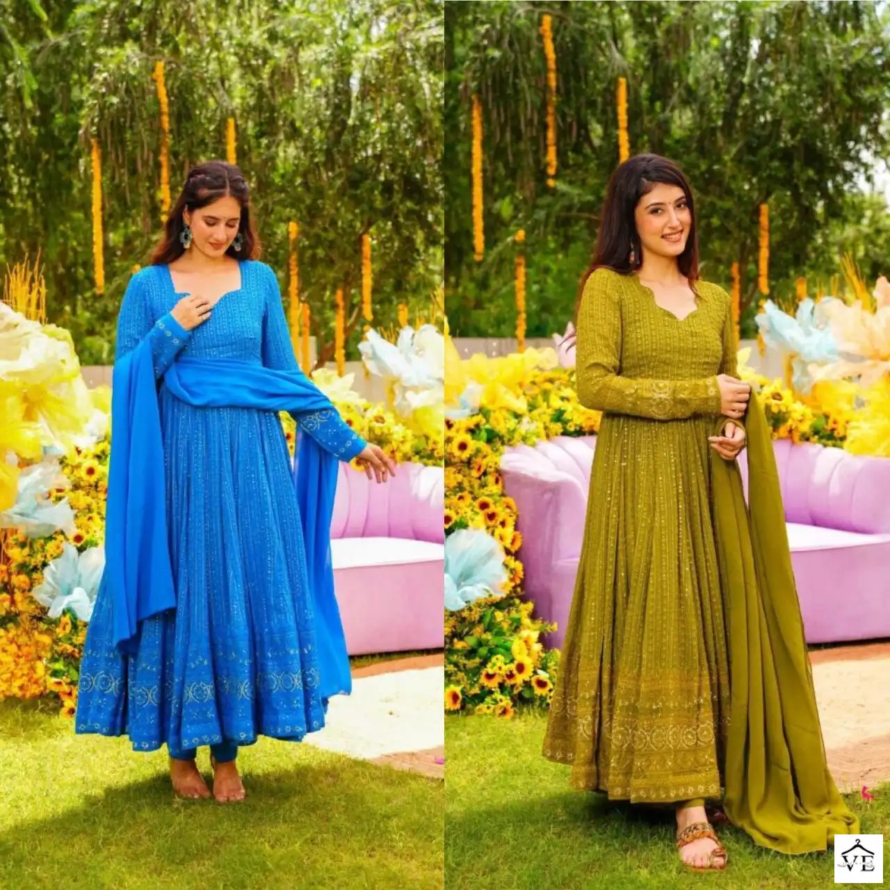 VE 1353 Faux Georgette Wholesale Anarkali Gown Suits Catalog — Wholesale Salwar Suits, MPA wholesale from Surat — view 7