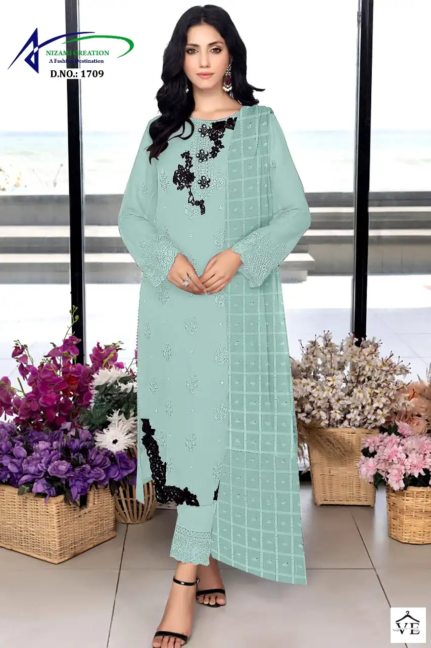 VE 1709 Pure Georgette Wholesale Readymade Pakistani Suit Catalog — Wholesale Salwar Suits, MPA wholesale from Surat - Gallery Image 4