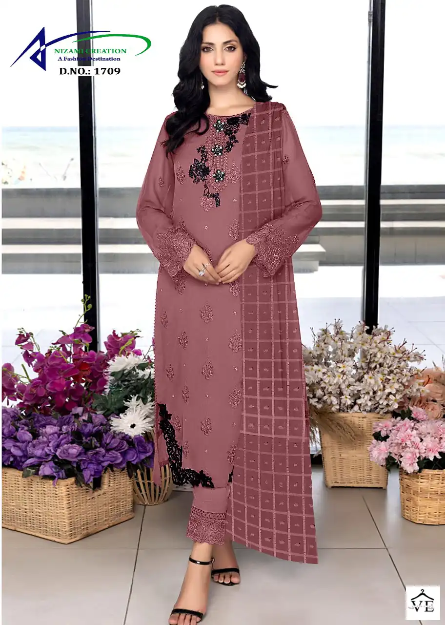 VE 1709 Pure Georgette Wholesale Readymade Pakistani Suit Catalog — Wholesale Salwar Suits, MPA wholesale from Surat — view 1