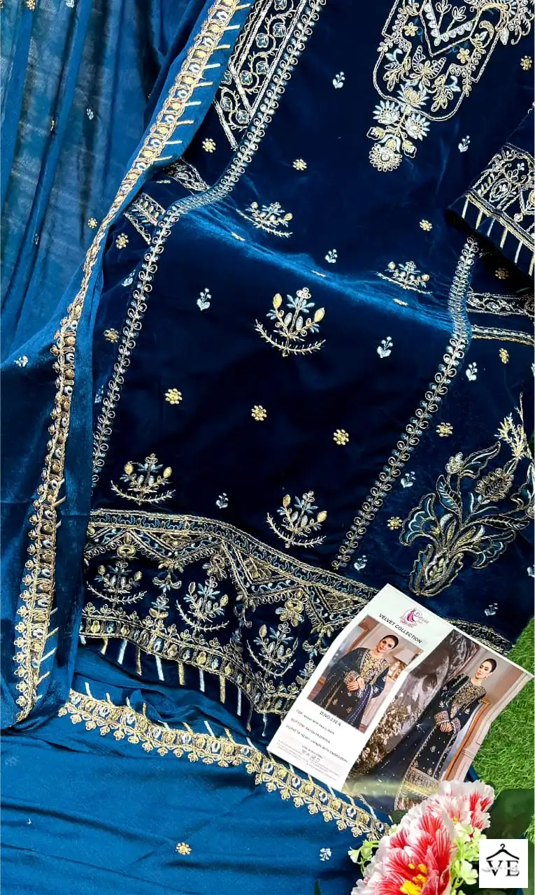 Dinsaa 230 Velvet Wholesale Winter Wear Pakistani Suits Catalog — Wholesale Salwar Suits, MPA wholesale from Surat — view 10