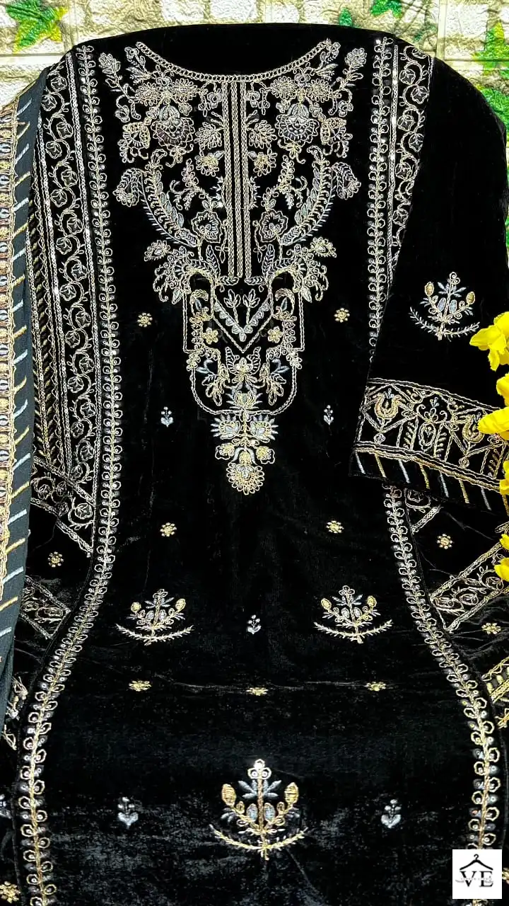 Dinsaa 230 Velvet Wholesale Winter Wear Pakistani Suits Catalog — Wholesale Salwar Suits, MPA wholesale from Surat — view 12