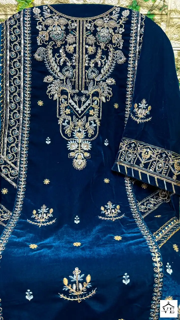 Dinsaa 230 Velvet Wholesale Winter Wear Pakistani Suits Catalog — Wholesale Salwar Suits, MPA wholesale from Surat — view 13