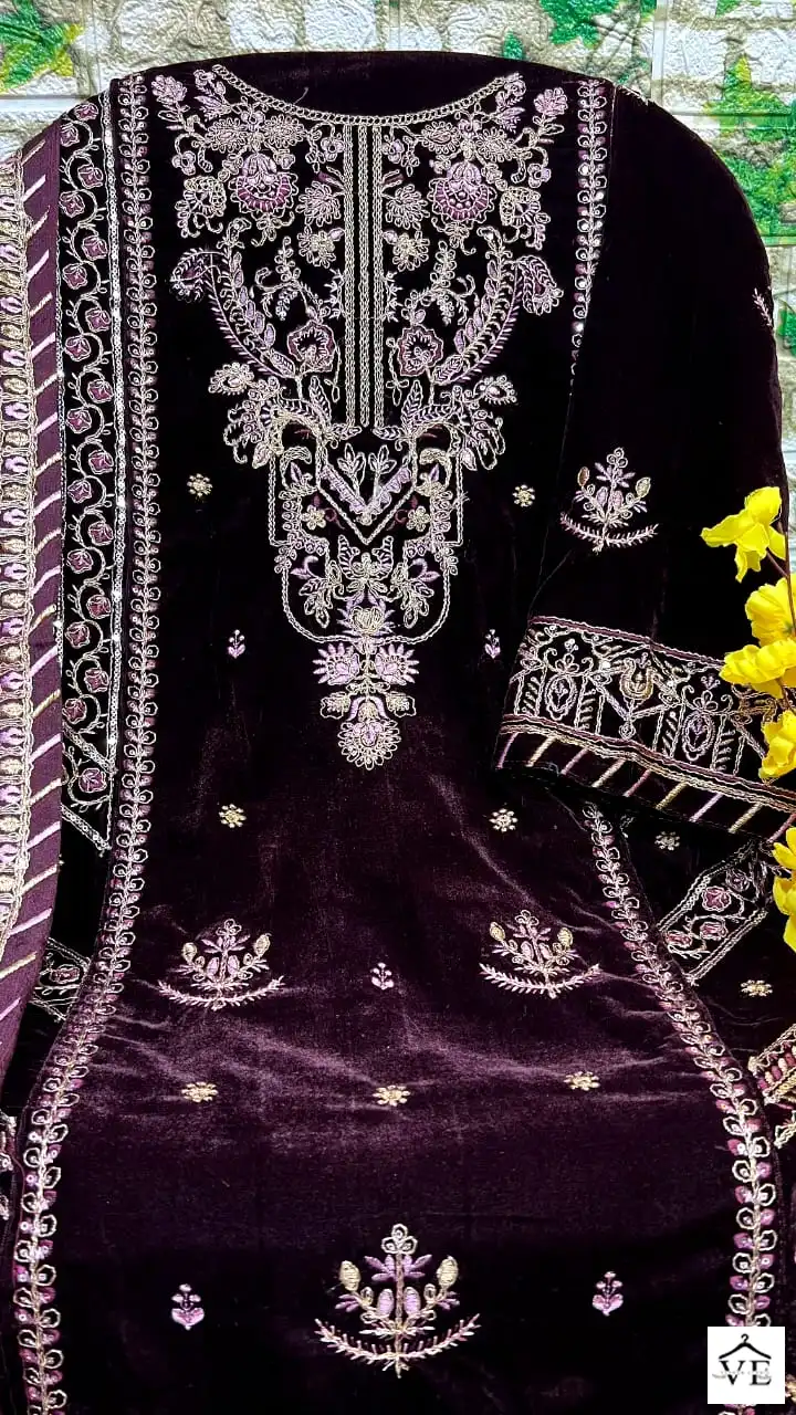Dinsaa 230 Velvet Wholesale Winter Wear Pakistani Suits Catalog — Wholesale Salwar Suits, MPA wholesale from Surat — view 15