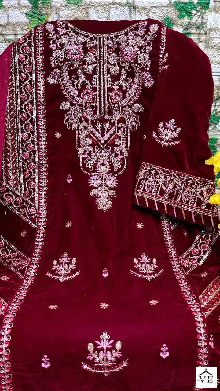 Dinsaa 230 Velvet Wholesale Winter Wear Pakistani Suits Catalog — Wholesale Salwar Suits, MPA wholesale from Surat — view 17