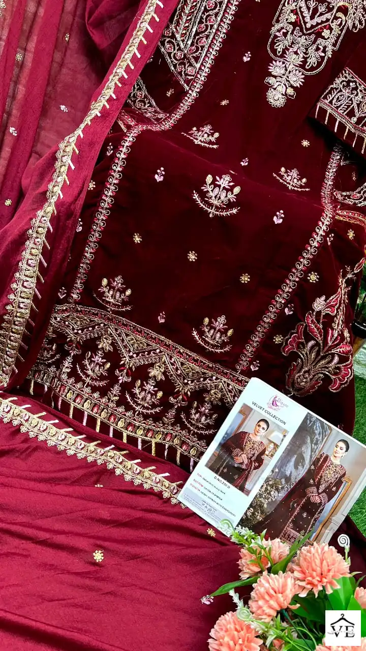 Dinsaa 230 Velvet Wholesale Winter Wear Pakistani Suits Catalog — Wholesale Salwar Suits, MPA wholesale from Surat — view 18