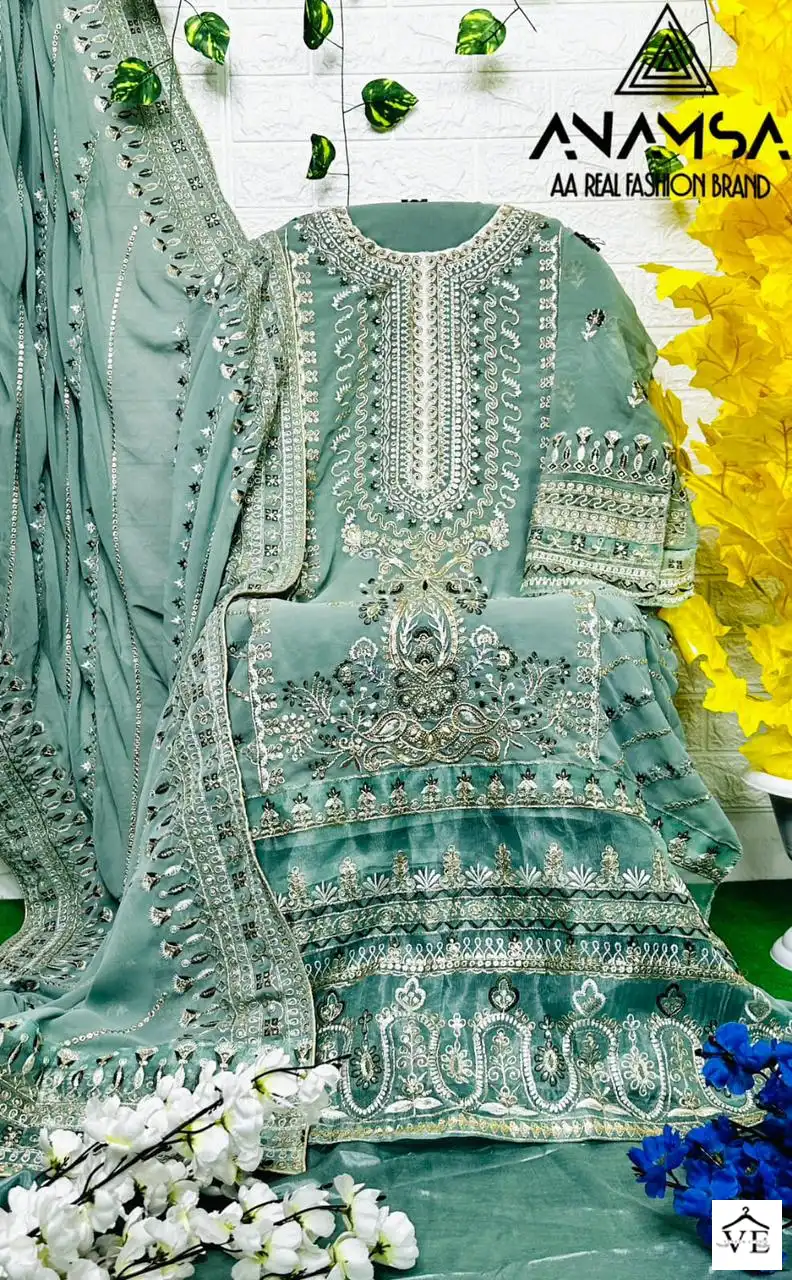 Anamsa 230 Heavy Pure Georgette Wholesale Pakistani Suit — Wholesale Salwar Suits, MPA wholesale from Surat — view 3