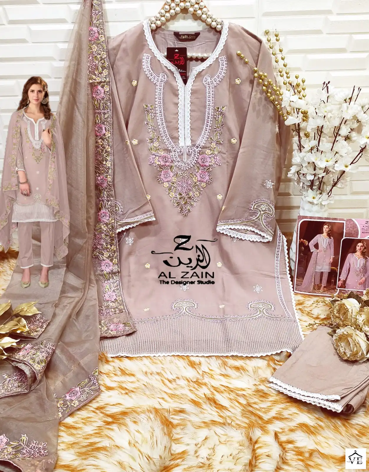 Al Zain D No 272720 Faux Georgette Wholesale Designer Pakistani Readymade Salwar Suit Catalog — Wholesale Salwar Suits, MPA wholesale from Surat — view 6
