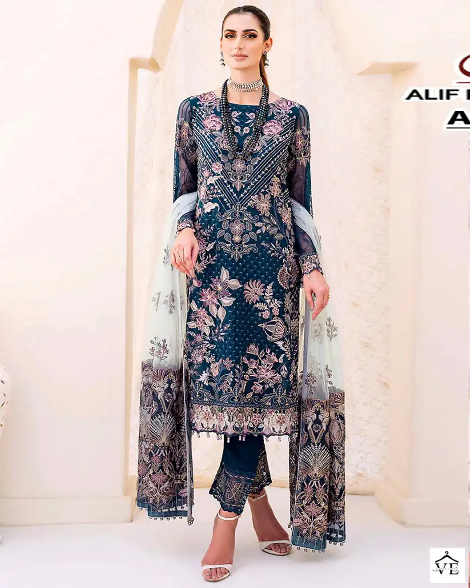 Alif Fashion A-94 Faux Georgette Wholesale Pakistani Salwar Suit — Wholesale Salwar Suits, MPA wholesale from Surat — view 1