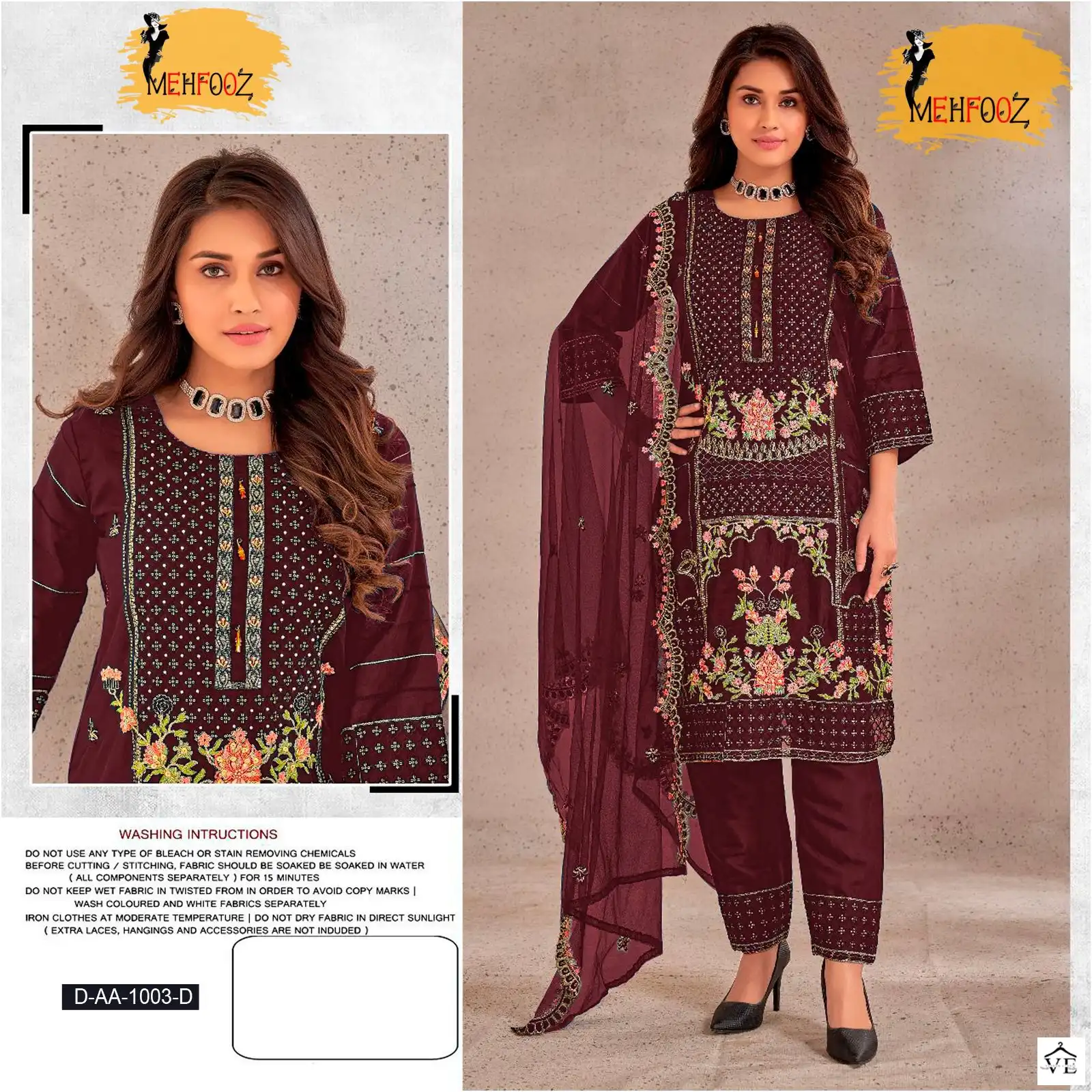 Mehfooz Aa 1003 Organza Wholesale Designer Pakistani Salwar Suit Catalog — Wholesale Salwar Suits, MPA wholesale from Surat - Gallery Image 4