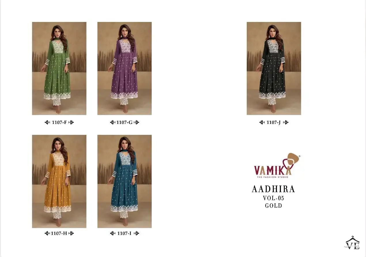 Vamika Aadhira Vol 5 Gold Pure Rayon Viscos Wholesale Designer Readymade Salwar Suit Catalog — Wholesale Salwar Suits, MPA wholesale from Surat — view 6