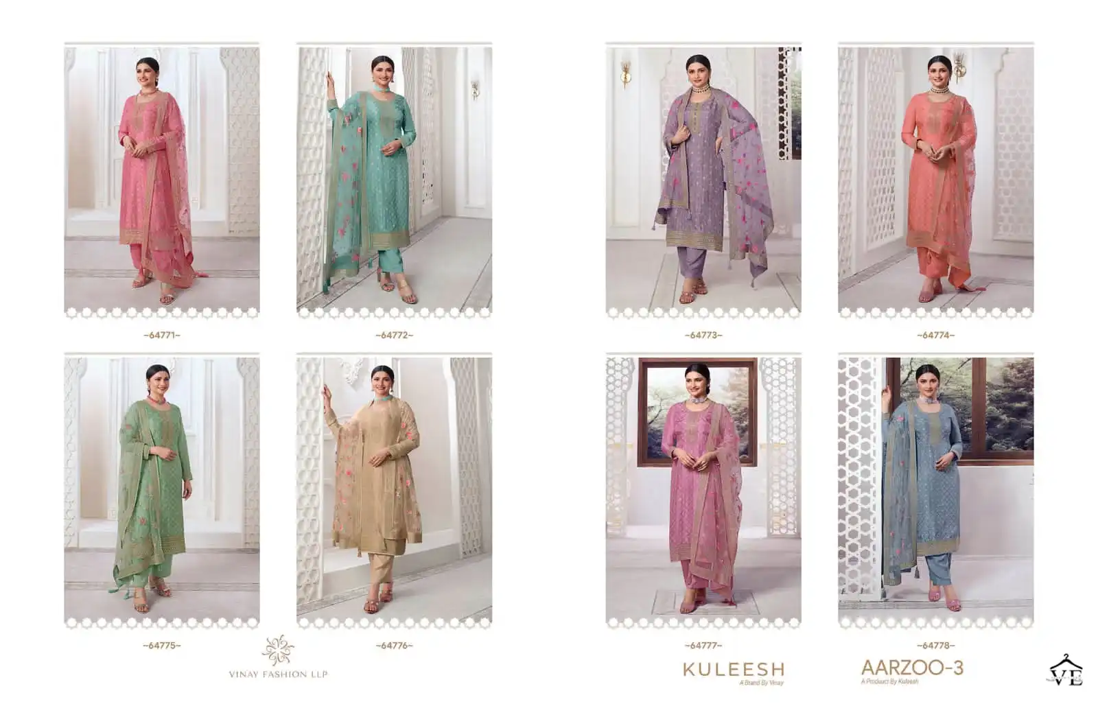 Vinay Fashion Aarzoo Vol 3 Dola Jacquard Wholesale Designer Salwar Suit Catalog — Wholesale Salwar Suits, MPA wholesale from Surat — view 9