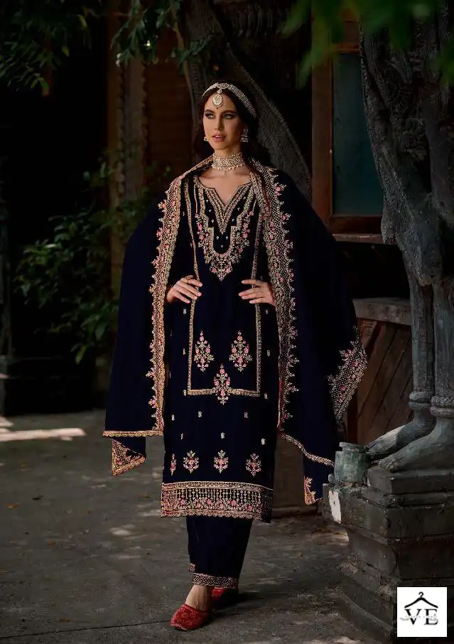 Sargam Aashna Premium 9000 Velvet Wholesale Designer Winter Wear Salwar Suit Catalog — Wholesale Salwar Suits, MPA wholesale from Surat - Gallery Image 3