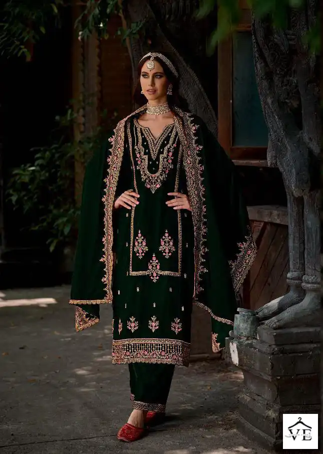 Sargam Aashna Premium 9000 Velvet Wholesale Designer Winter Wear Salwar Suit Catalog — Wholesale Salwar Suits, MPA wholesale from Surat - Gallery Image 4