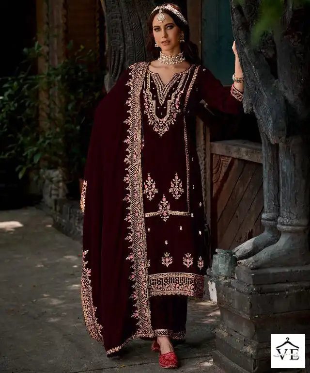 Sargam Aashna Premium 9000 Velvet Wholesale Designer Winter Wear Salwar Suit Catalog — Wholesale Salwar Suits, MPA wholesale from Surat — view 1