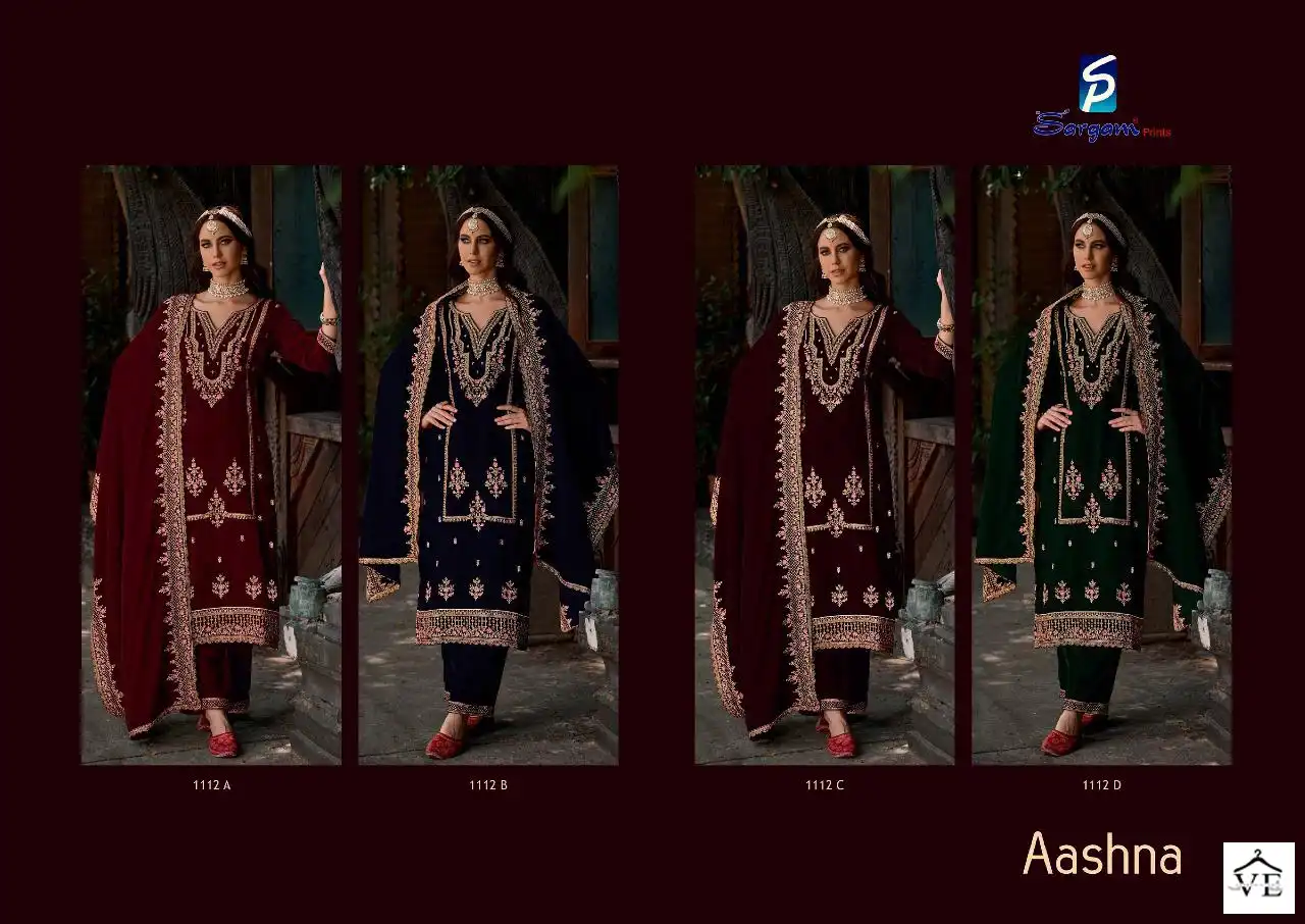 Sargam Aashna Premium 9000 Velvet Wholesale Designer Winter Wear Salwar Suit Catalog — Wholesale Salwar Suits, MPA wholesale from Surat — view 5