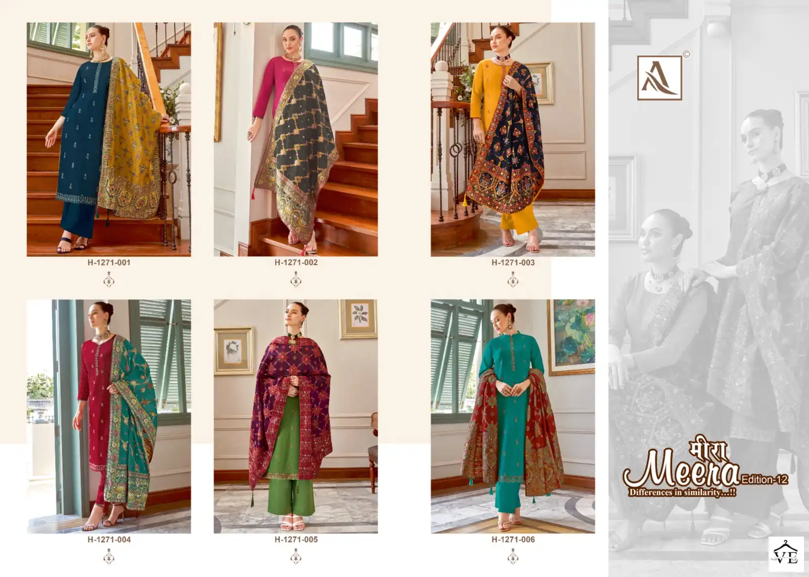 Alok Suits Meera Edition Vol 12 Jam Cotton Wholesale Swarovkski Diamond Work Salwar Suit Catalog — Wholesale Salwar Suits, MPA wholesale from Surat — view 9