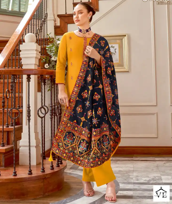 Alok Suits Meera Edition Vol 12 Jam Cotton Wholesale Swarovkski Diamond Work Salwar Suit Catalog — Wholesale Salwar Suits, MPA wholesale from Surat — view 1
