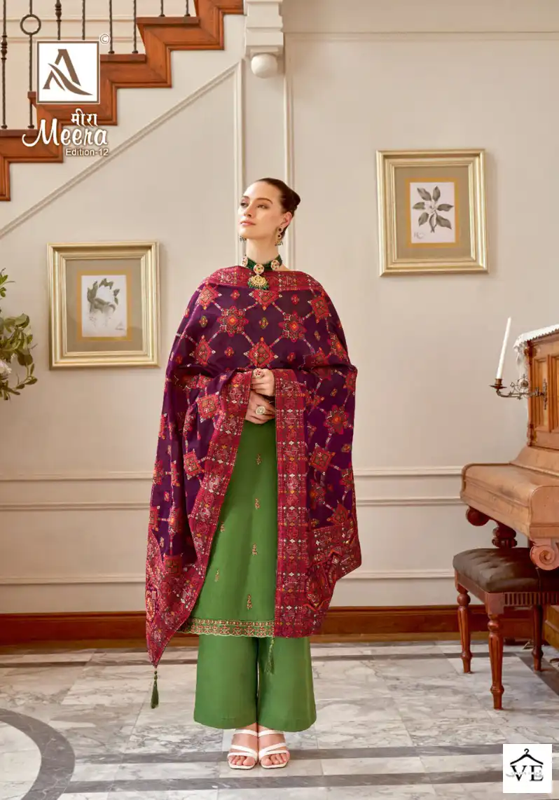 Alok Suits Meera Edition Vol 12 Jam Cotton Wholesale Swarovkski Diamond Work Salwar Suit Catalog — Wholesale Salwar Suits, MPA wholesale from Surat - Gallery Image 7