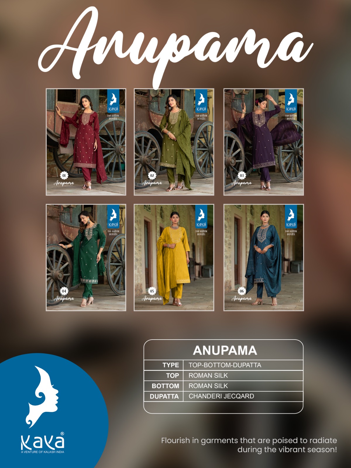 Kaya Anupama Roman Silk Wholesale Designer Readymade Salwar Suit Catalog — Wholesale Salwar Suits, MPA wholesale from Surat — view 7