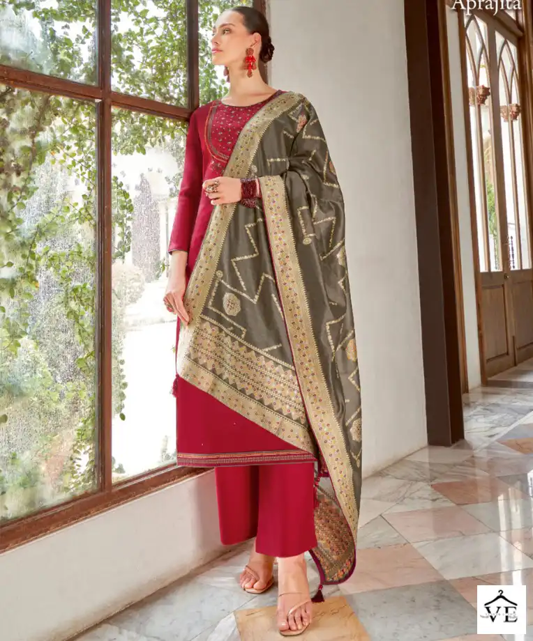 Alok Suits Aprajita Jam Cotton Wholesale Fancy Embroidery Work Salwar Suit Catalog — Wholesale Salwar Suits, Alok Suit wholesale from Surat — view 1