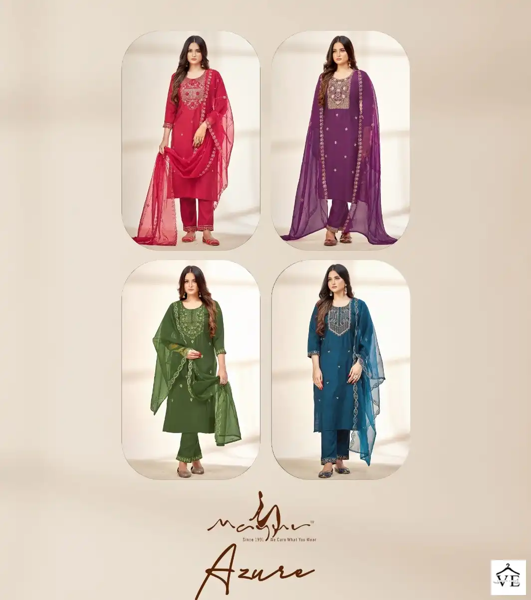 Mayur Azure Viscose Silk Wholesale Designer Party Wear Readymade Salwar Suit Catalog — Wholesale Salwar Suits, Mayur Dress wholesale from Surat — view 5