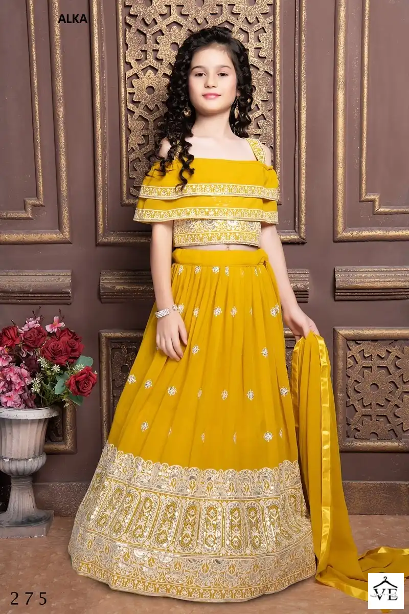 Alka Aaradhna Vol 41 Georgette, Chinon Wholesale Kids Wear Lehenga Choli Catalog - Image 5
