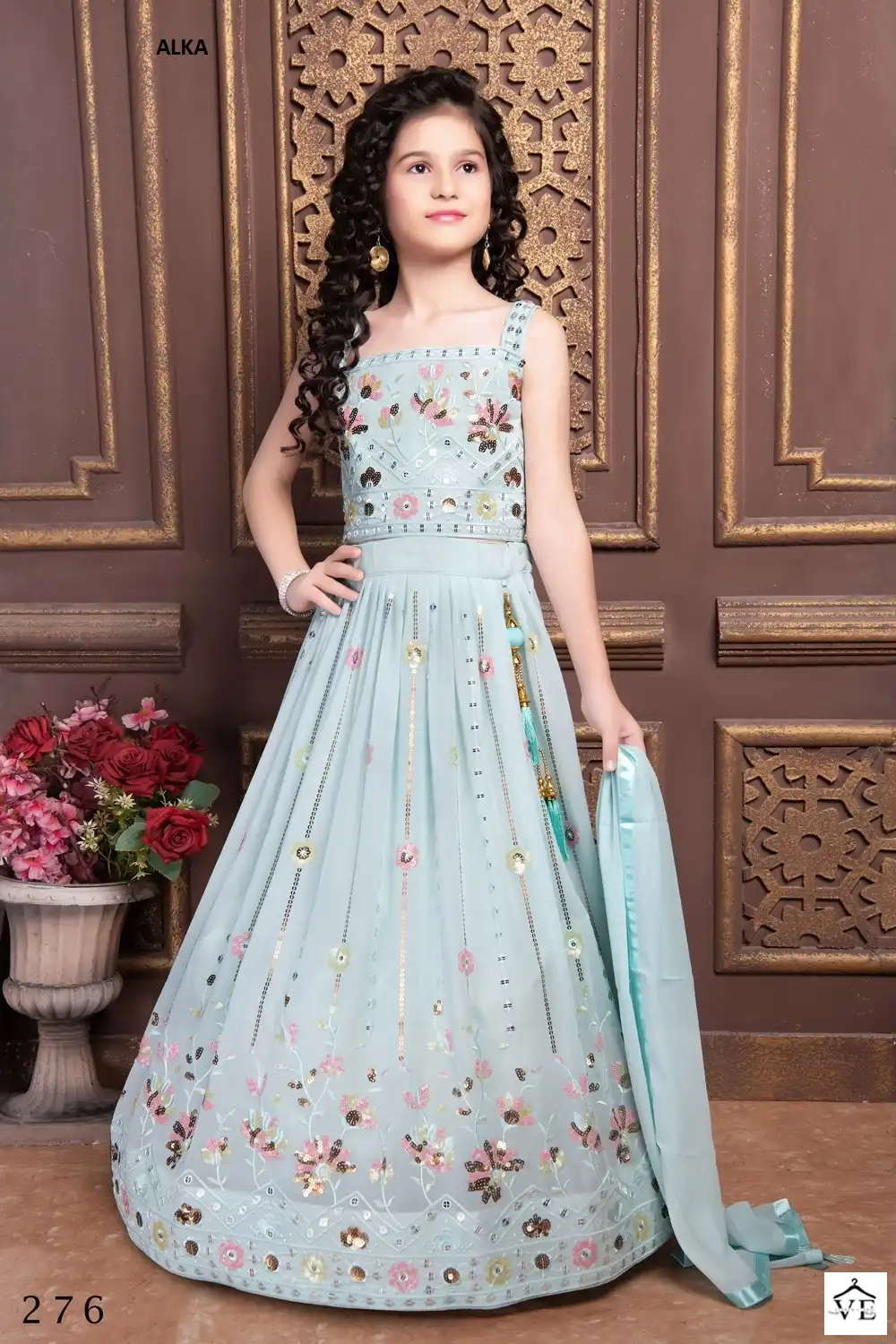 Alka Aaradhna Vol 41 Georgette, Chinon Wholesale Kids Wear Lehenga Choli Catalog - Image 4