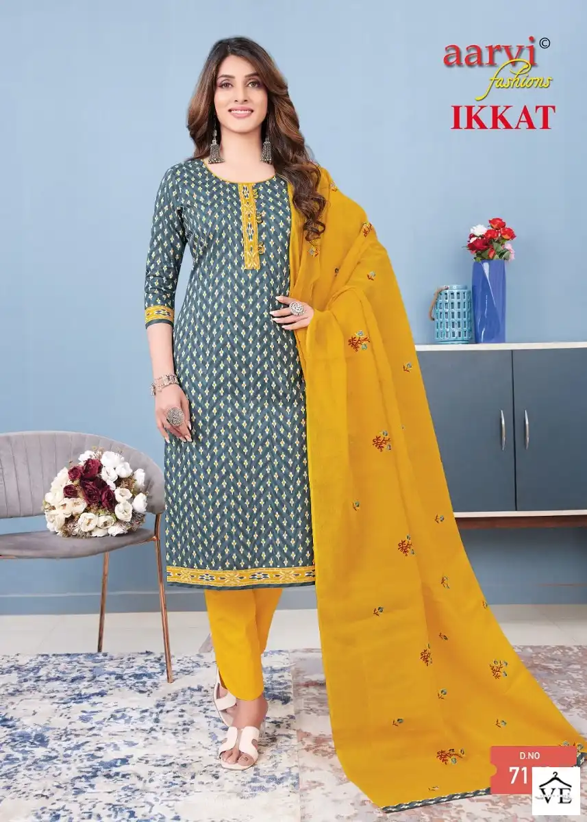 Aarvi Ikkat Vol 1 Cotton Wholesale Readymade Salwar Suit Catalog — Wholesale Salwar Suits, MPA wholesale from Surat - Gallery Image 5