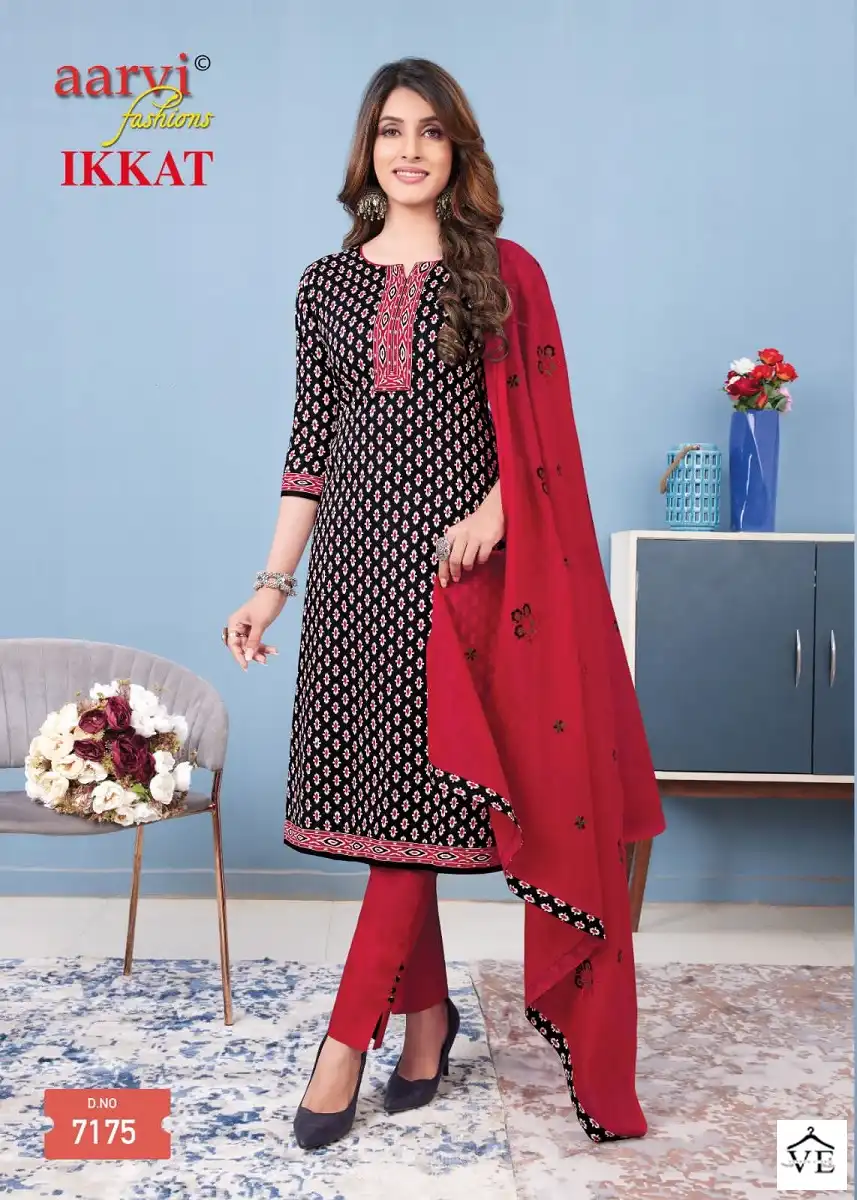Aarvi Ikkat Vol 1 Cotton Wholesale Readymade Salwar Suit Catalog — Wholesale Salwar Suits, MPA wholesale from Surat - Gallery Image 7