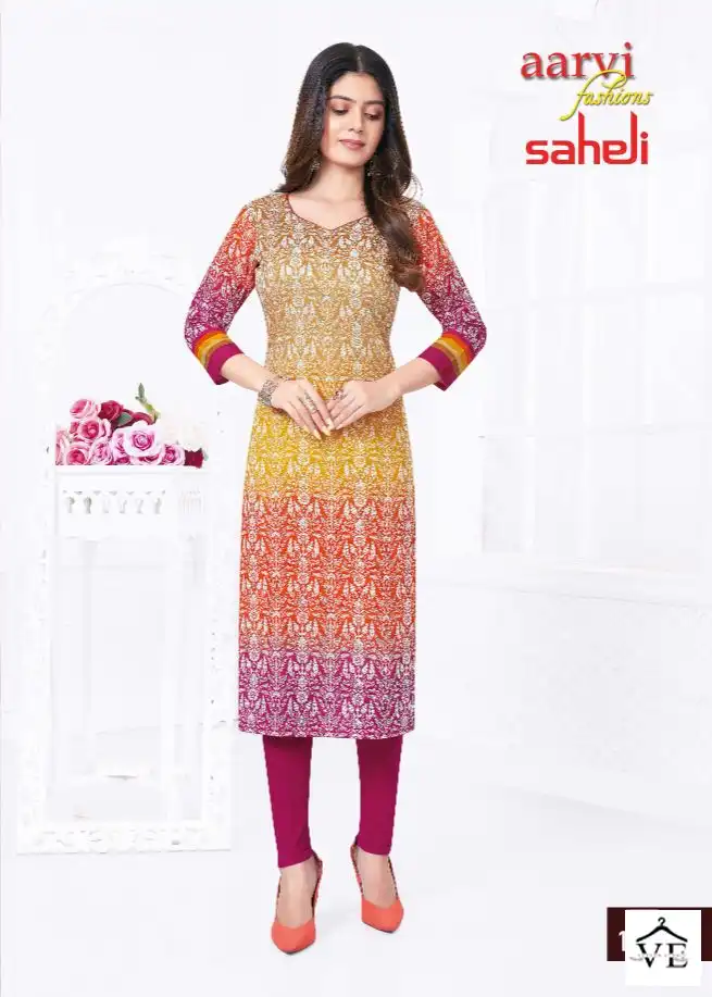 Aarvi Saheli Vol 16 Cotton Wholesale Kurtis Catalog — Wholesale Kurtis, MPA wholesale from Surat — view 11