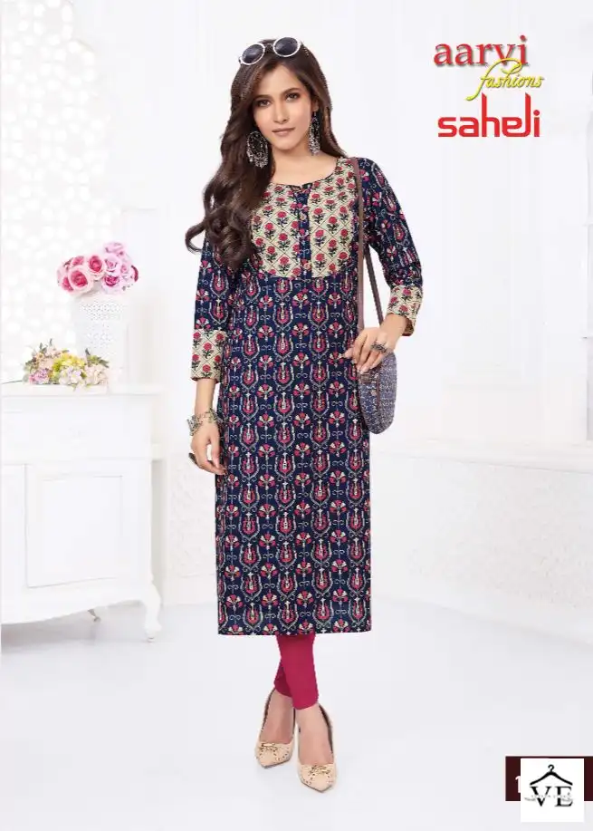 Aarvi Saheli Vol 16 Cotton Wholesale Kurtis Catalog — Wholesale Kurtis, MPA wholesale from Surat — view 6