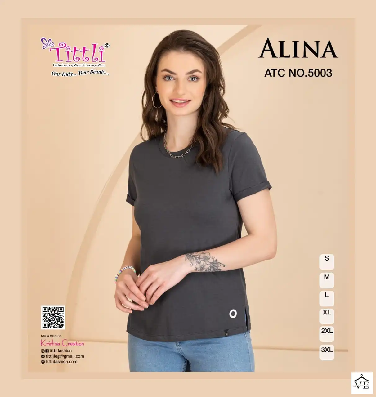 VE Alina Hosiery Wholesale T-Shirts Catalog — Wholesale Kurtis, MPA wholesale from Surat — view 2