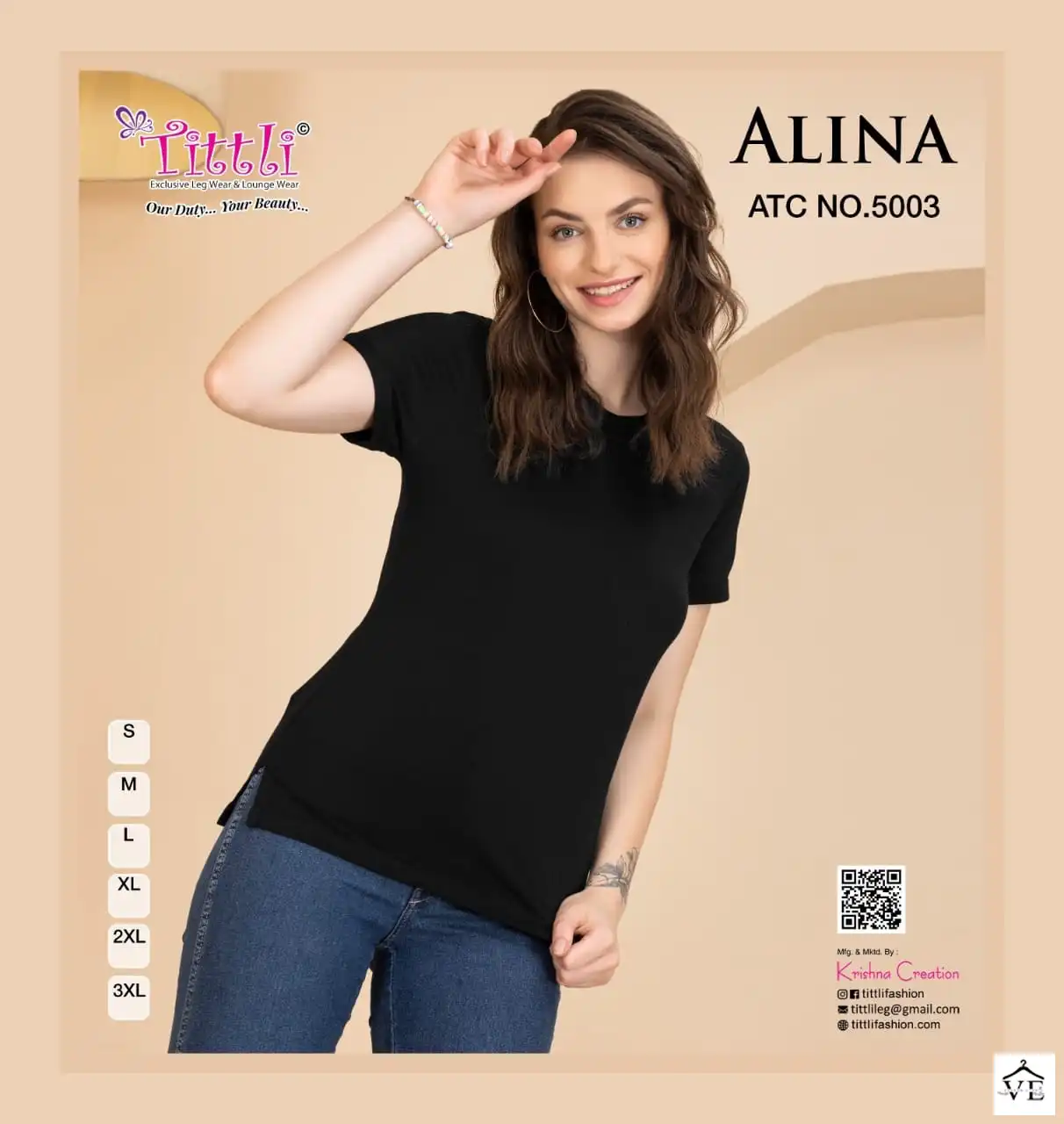 VE Alina Hosiery Wholesale T-Shirts Catalog — Wholesale Kurtis, MPA wholesale from Surat — view 3