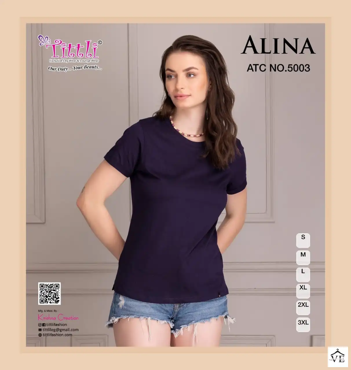 VE Alina Hosiery Wholesale T-Shirts Catalog — Wholesale Kurtis, MPA wholesale from Surat — view 4