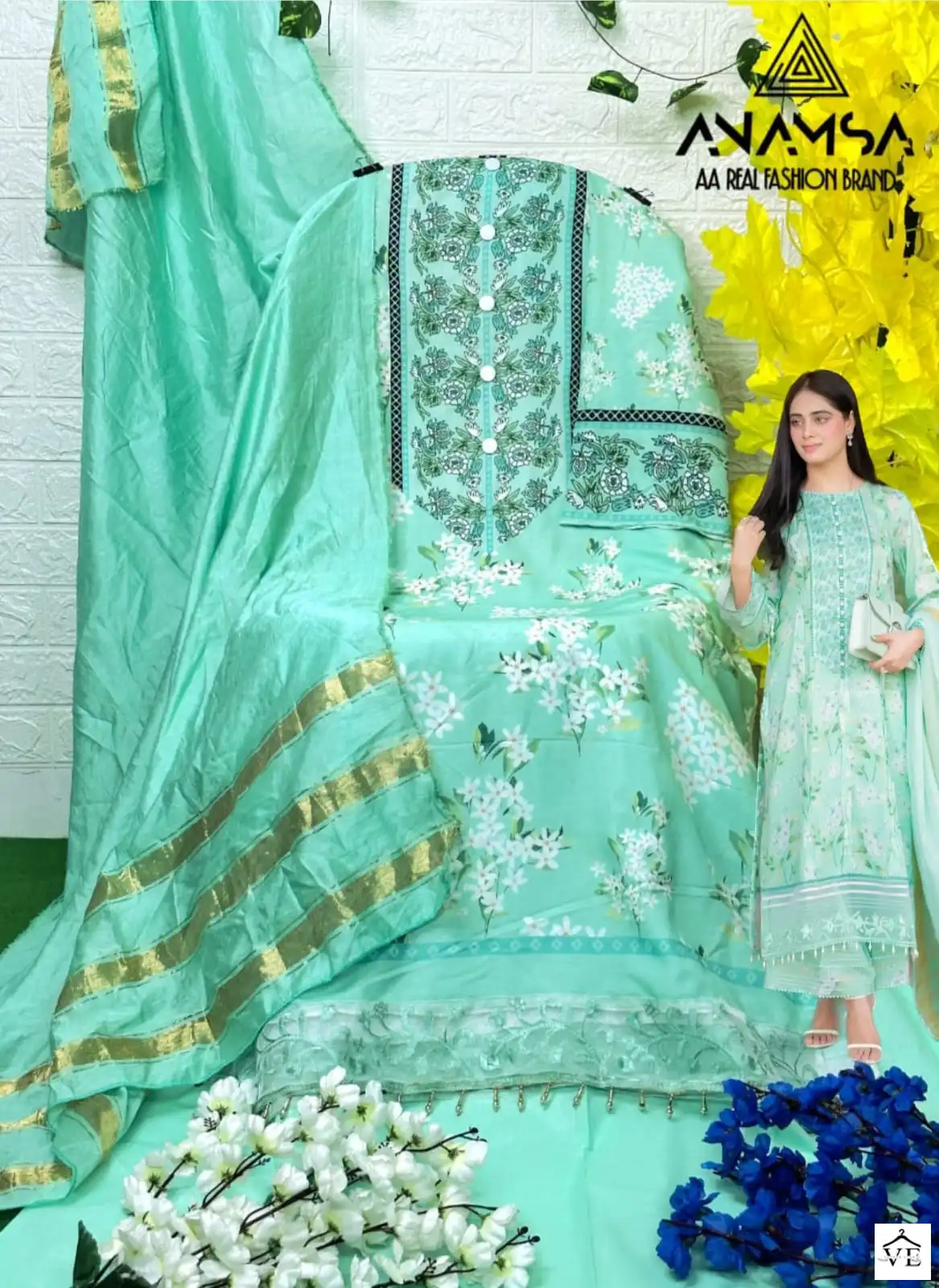 Anamsa 234 Pure Muslin Cotton Wholesale Pakistani Suit — Wholesale Salwar Suits, MPA wholesale from Surat — view 2