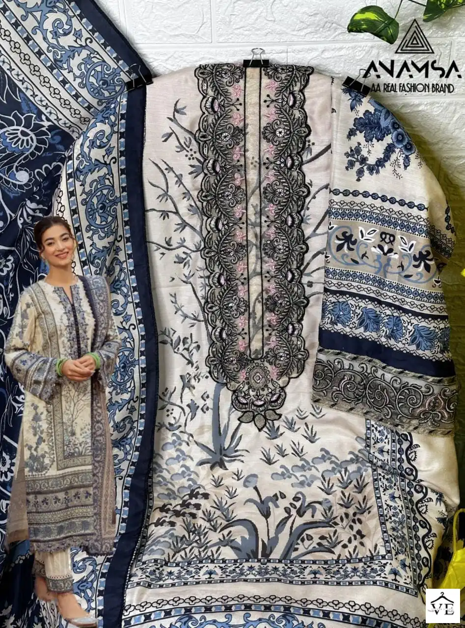 Anamsa 235 Pure Muslin Cotton Wholesale Pakistani Suit — Wholesale Salwar Suits, MPA wholesale from Surat — view 3