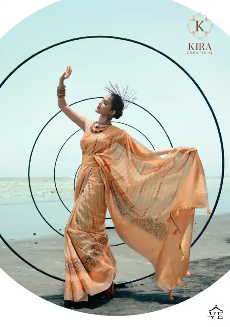 Kira Ariya Vol 1 Linen Wholesale Fancy Sarees Catalog — Wholesale Sarees, MPA wholesale from Surat - Gallery Image 3