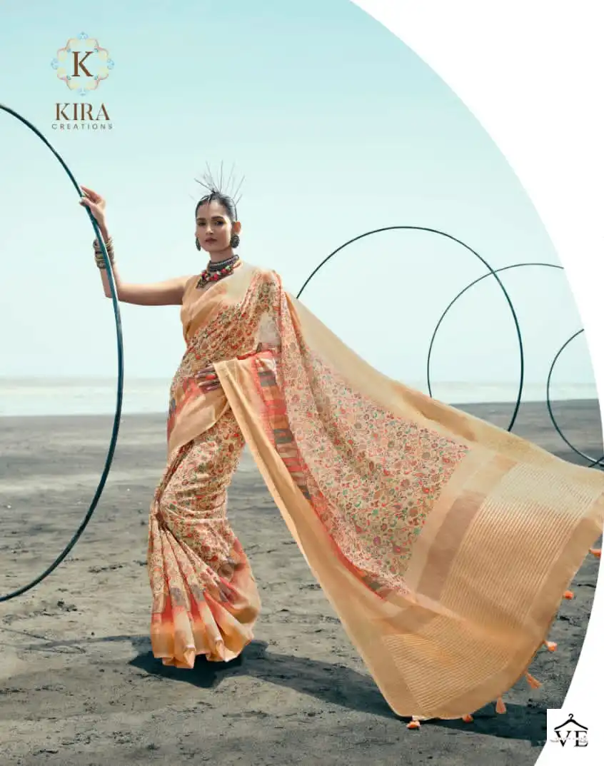 Kira Ariya Vol 1 Linen Wholesale Fancy Sarees Catalog — Wholesale Sarees, MPA wholesale from Surat - Gallery Image 4
