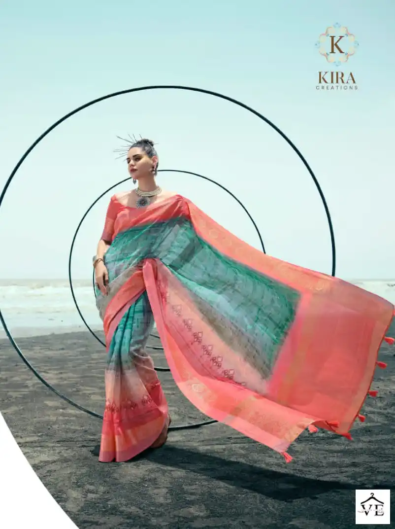 Kira Ariya Vol 1 Linen Wholesale Fancy Sarees Catalog — Wholesale Sarees, MPA wholesale from Surat - Gallery Image 6