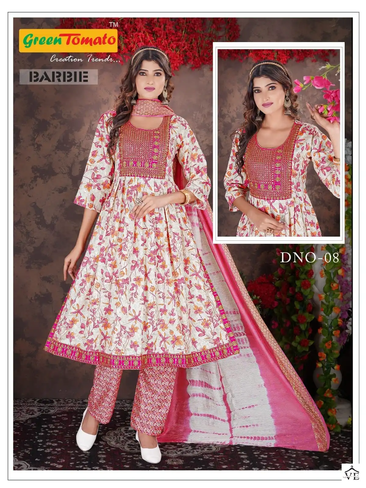 Green Tomato Barbie Vol 1 Rayon Wholesale Naira Style Readymade Salwar Suit Catalog — Wholesale Salwar Suits, MPA wholesale from Surat - Gallery Image 8
