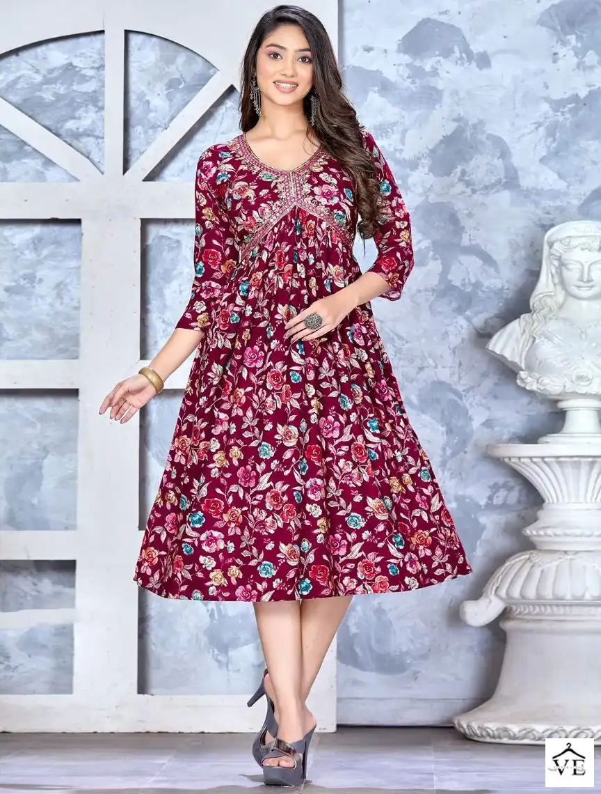 Beauty Queen Classic Charm 14 Kg Heavy Bombay Foil Rayon Wholesale Long Kurtis Catalog — Wholesale Kurtis, MPA wholesale from Surat — view 1