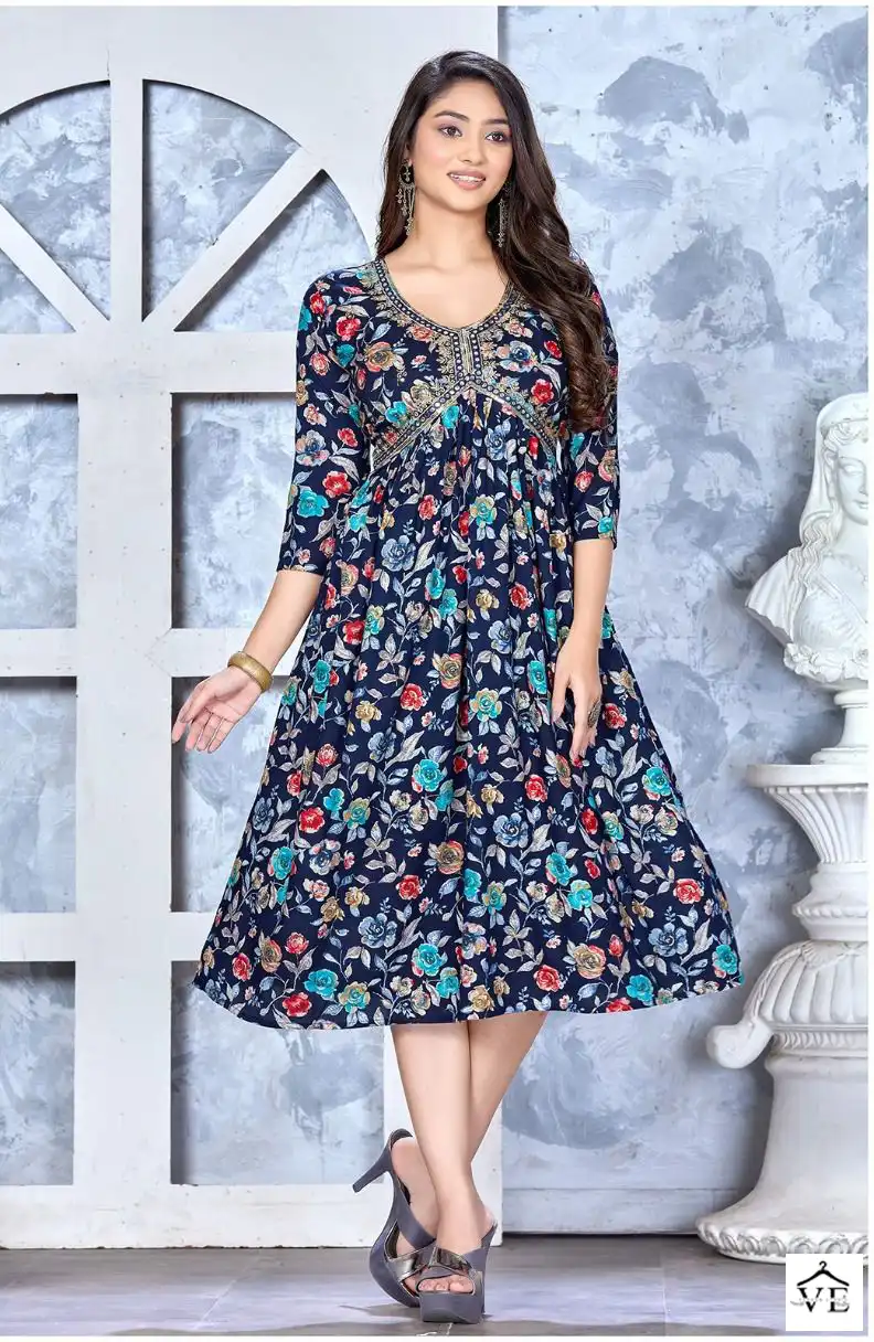 Beauty Queen Classic Charm 14 Kg Heavy Bombay Foil Rayon Wholesale Long Kurtis Catalog — Wholesale Kurtis, MPA wholesale from Surat - Gallery Image 2