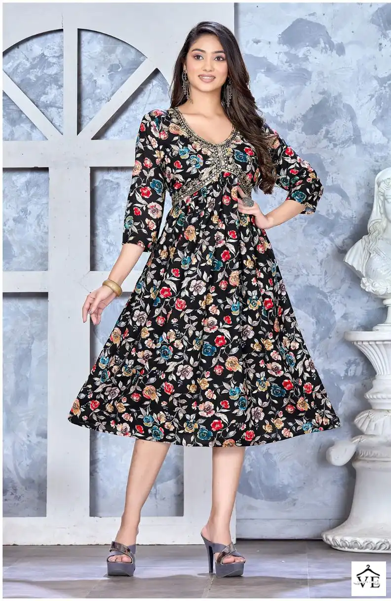 Beauty Queen Classic Charm 14 Kg Heavy Bombay Foil Rayon Wholesale Long Kurtis Catalog — Wholesale Kurtis, MPA wholesale from Surat - Gallery Image 3