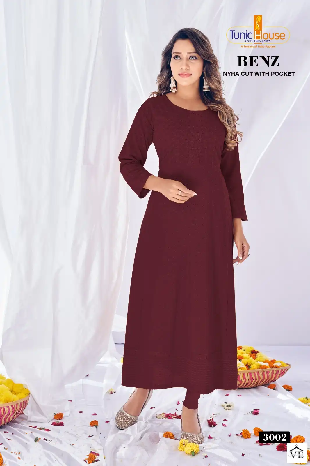 Tunic House Benz Pick & Choose Rayon Wholesale Chikankari Work Naira Style Fancy Kurtis Catalog — Wholesale Kurtis, MPA wholesale from Surat - Gallery Image 3